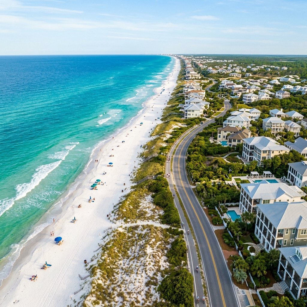 Scenic Highway 30A Emerald Coast turquoise water shoreline